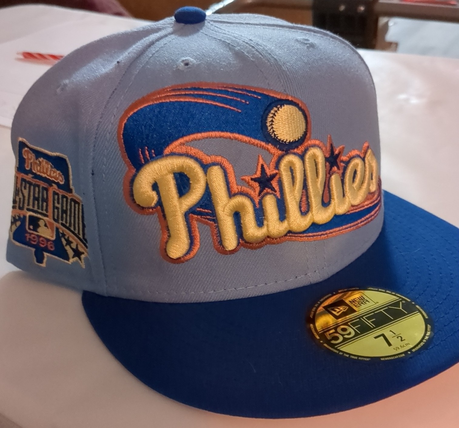 Phillies new era fitted hat, BRAND NEW, 7 1/2, 96 ALL-STAR GAME PATCH