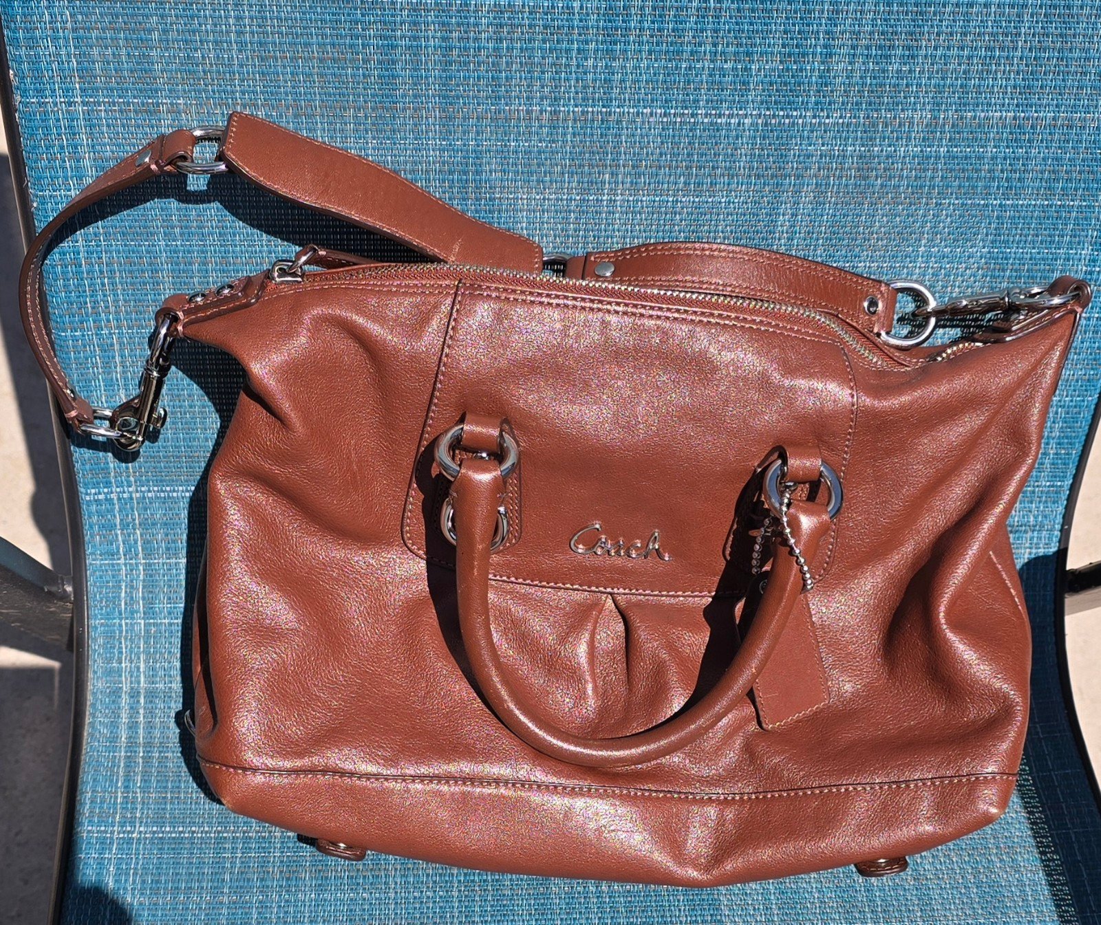 Coach Ashley brown leather satchel