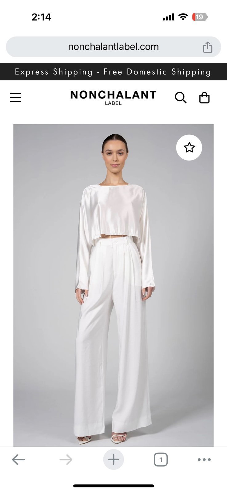 Nonchalant Label Emilia Cropped Blouse Ivory Large
