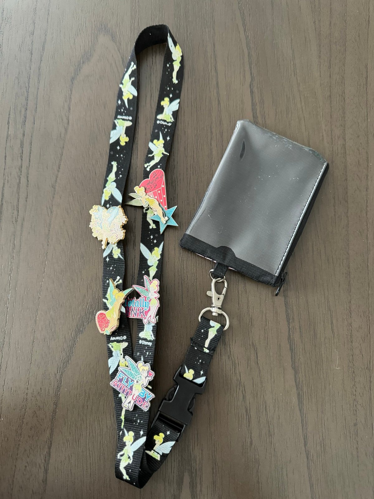 Tinkerbell Disney Bundle Pins + Lanyard w/ card holder & zipper pocket