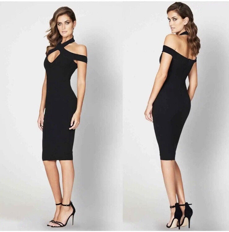 Nookie x Revolve Hollywood Midi Dress Black NWT