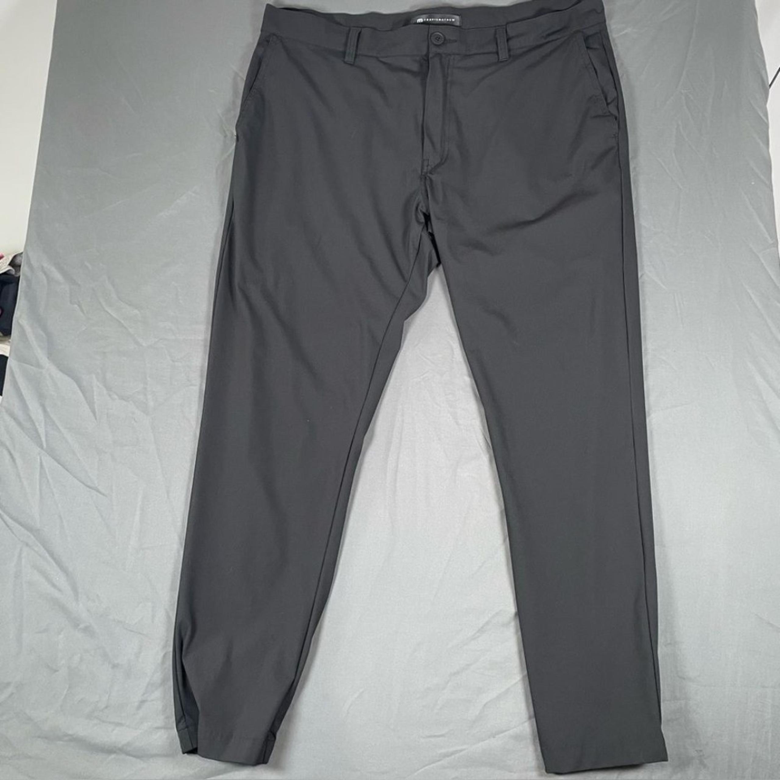 Travis Mathew Performance Pants Men's 38 Black Preppy Golf Activewear Ankle Cuff