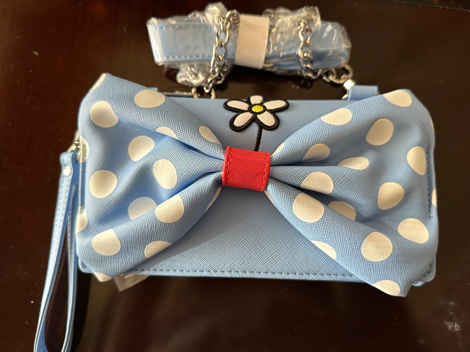 Blue Minnie Polka Dots Bow crossbody bag