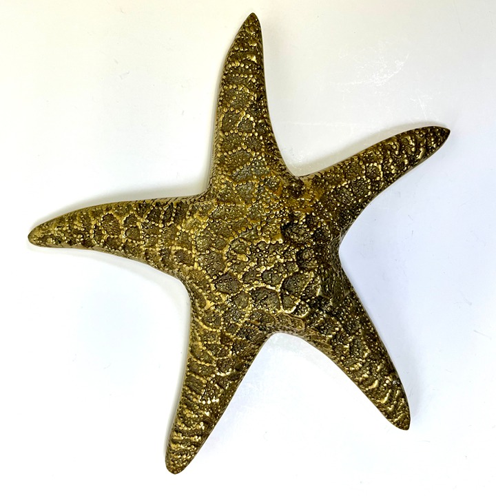 Large 10 Brass Starfish Sculpture VTG Nautical Paperweight MCM Wall Art Coastal