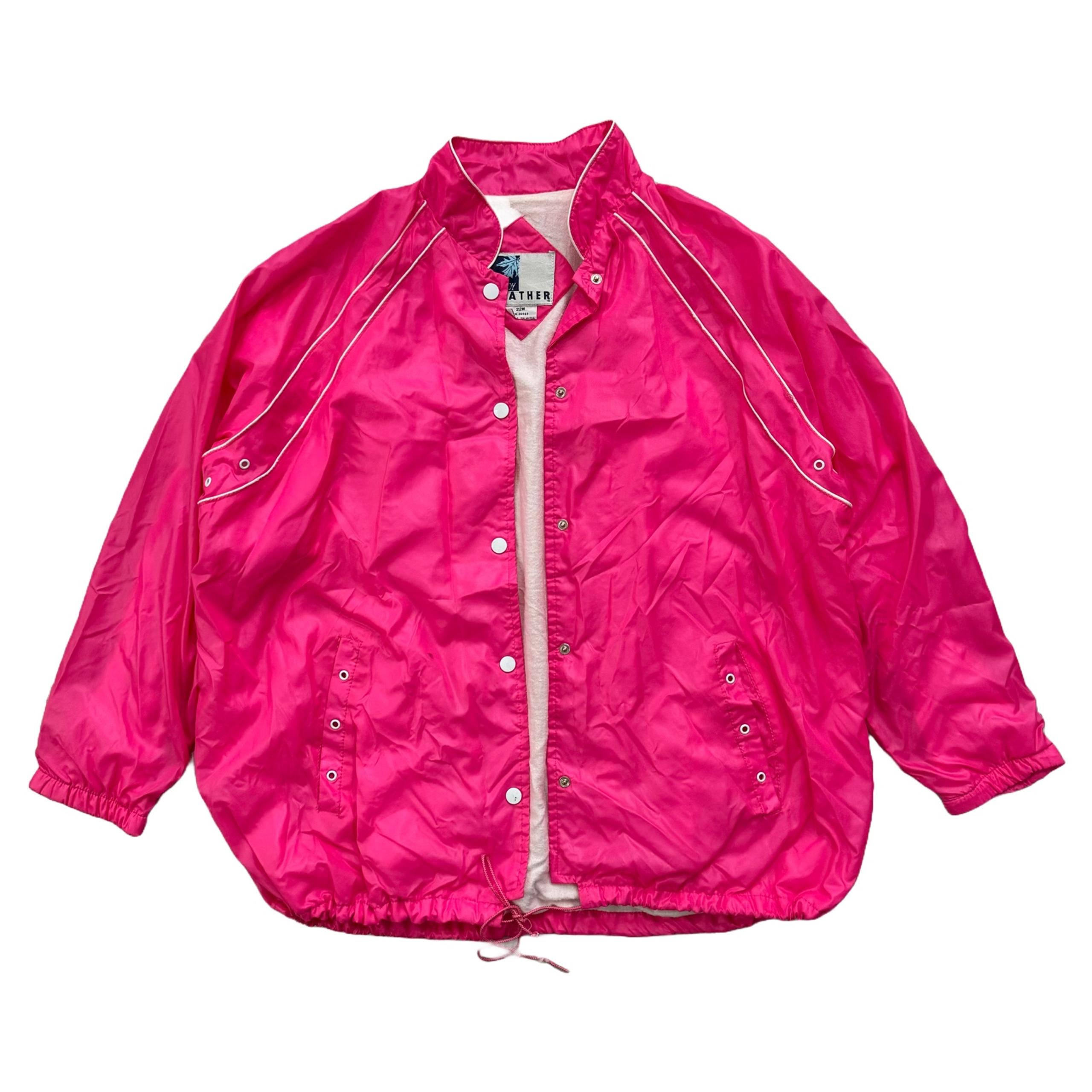 Vintage 90s Bubble Gum Pink Windbreaker Snap Jacket Plus Size L 22R Womens
