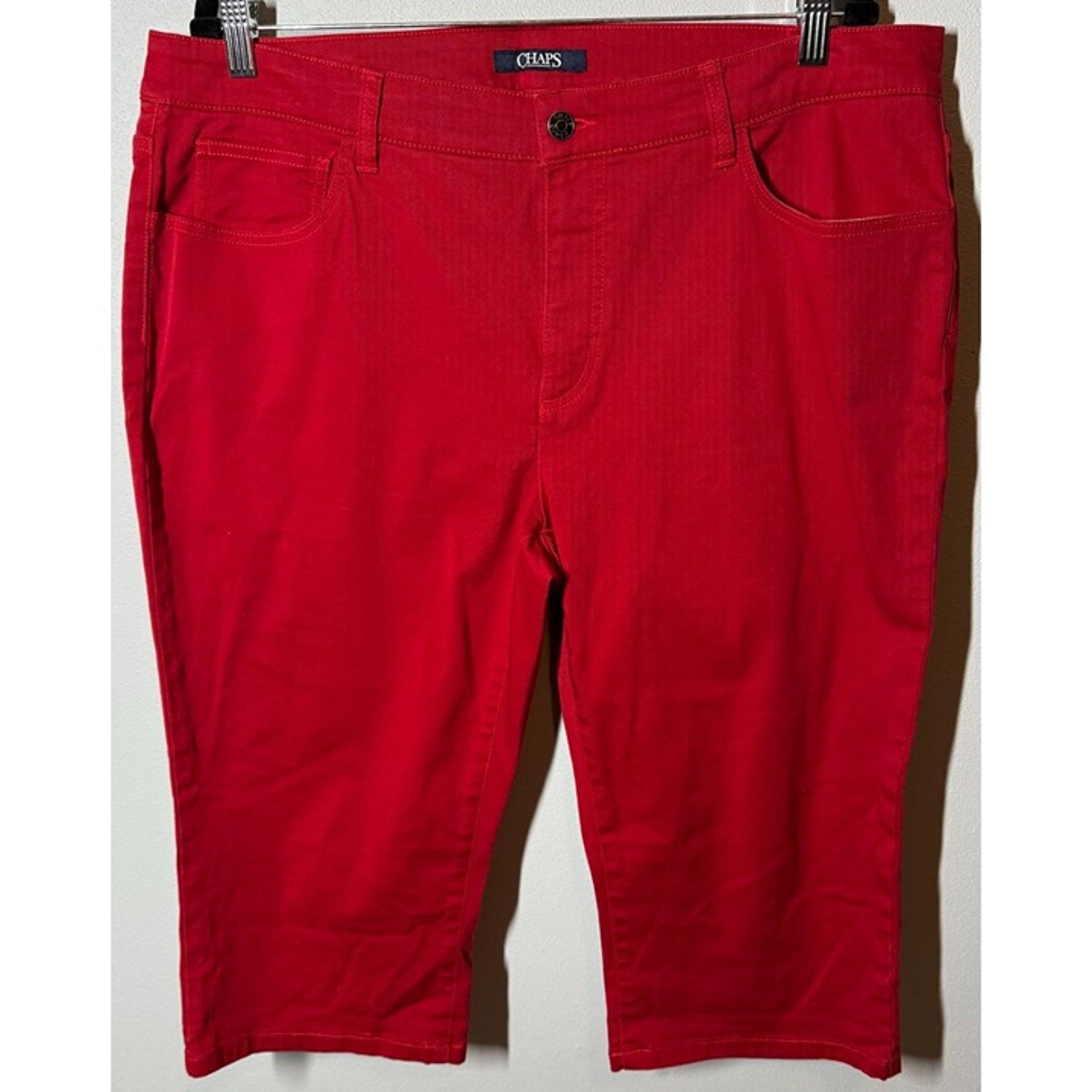 CHAPS Womens Bright Red Denim Capri Jeans Plus Size 18W Casual Vibrant Bold Chic
