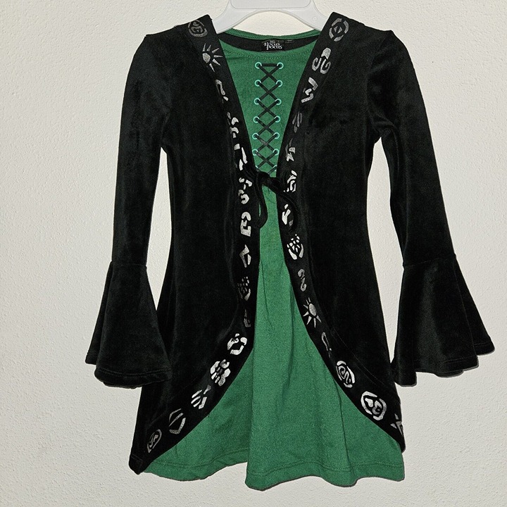 Disney Hocus Pocus Winifred Sanderson Halloween Costume Dress Witch Girls XS 4/5