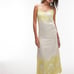 NWT Topshop Satin and Lace Cami Midi Dress Ivory and Lime