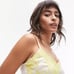 NWT Topshop Satin and Lace Cami Midi Dress Ivory and Lime