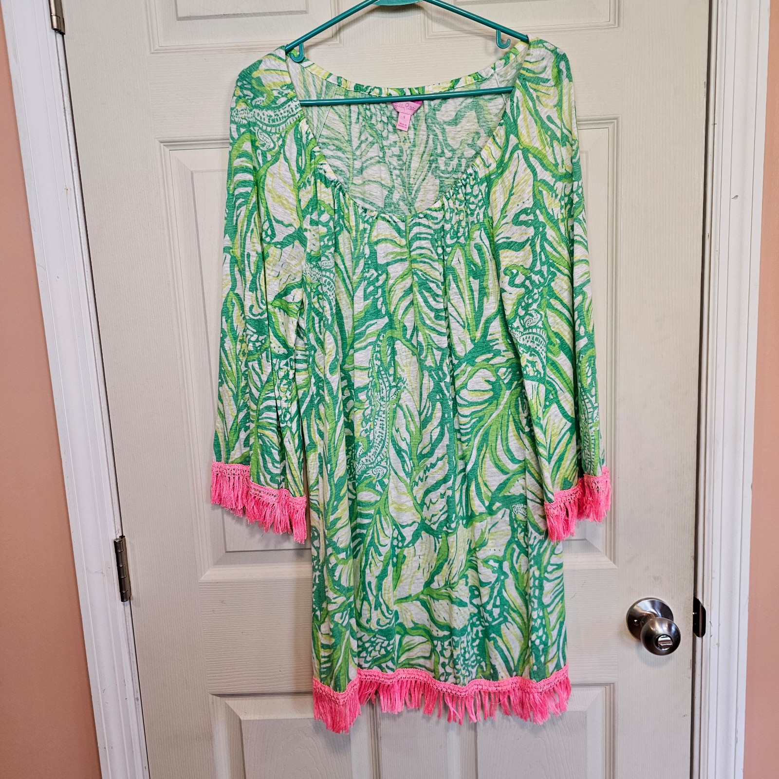 Lilly Pulitzer Linen Getaway Coverup Fringe Animal Beach Vacation Dress
