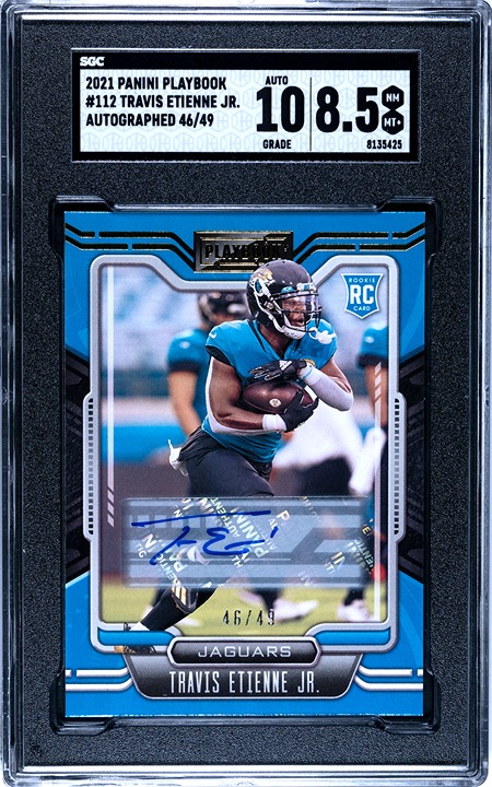 2021 Panini Playbook Travis Etienne Jr. #112 Auto 46/49 SGC Graded 10/8.5!
