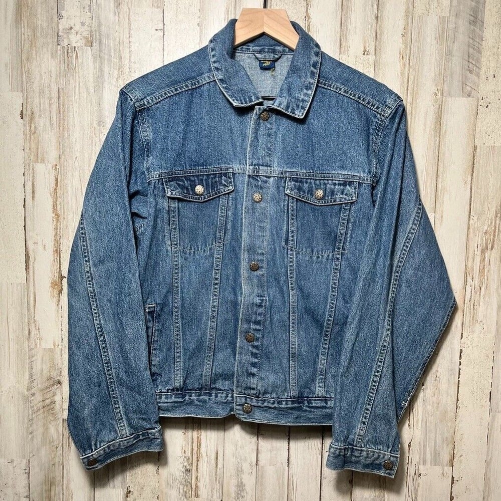 Vintage OshKosh Bgosh Denim Snap Button Jacket Collared Boxy Womens Size Large