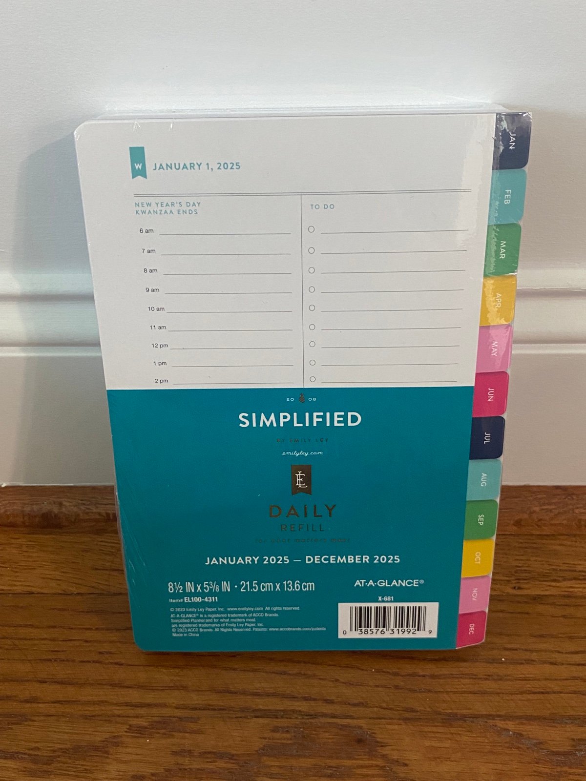 2025 Daily Planner Refill AT-A-GLANCE Size 4 Emily Ley Colorful Tab New Year