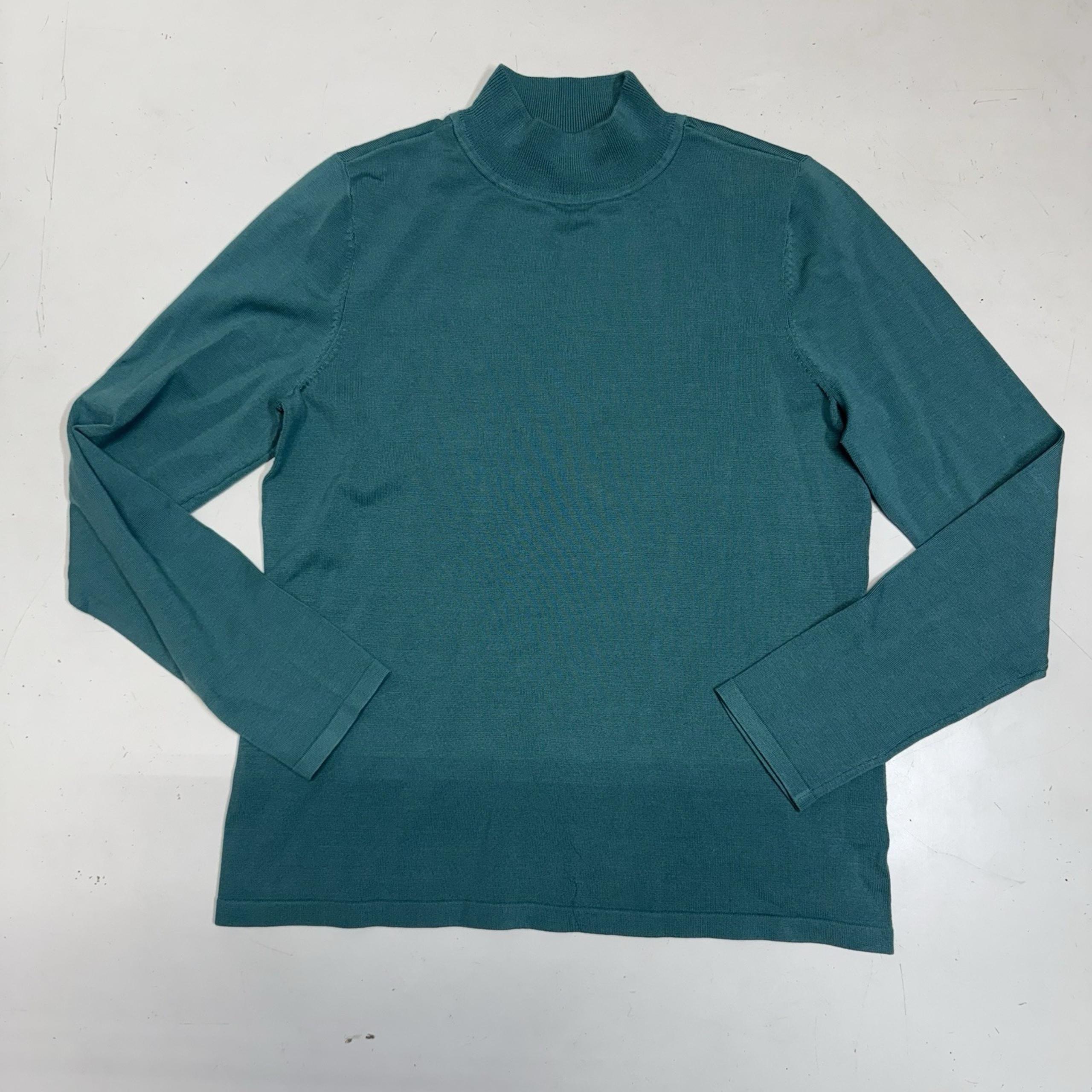 Pendleton Mock Neck Long Sleeve Knit Shirt Silk Blend Women's Size Small Green