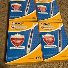 240 New BIC Prevaguard Round Stic Pens Antimicrobial Additive, Medium Point Blue