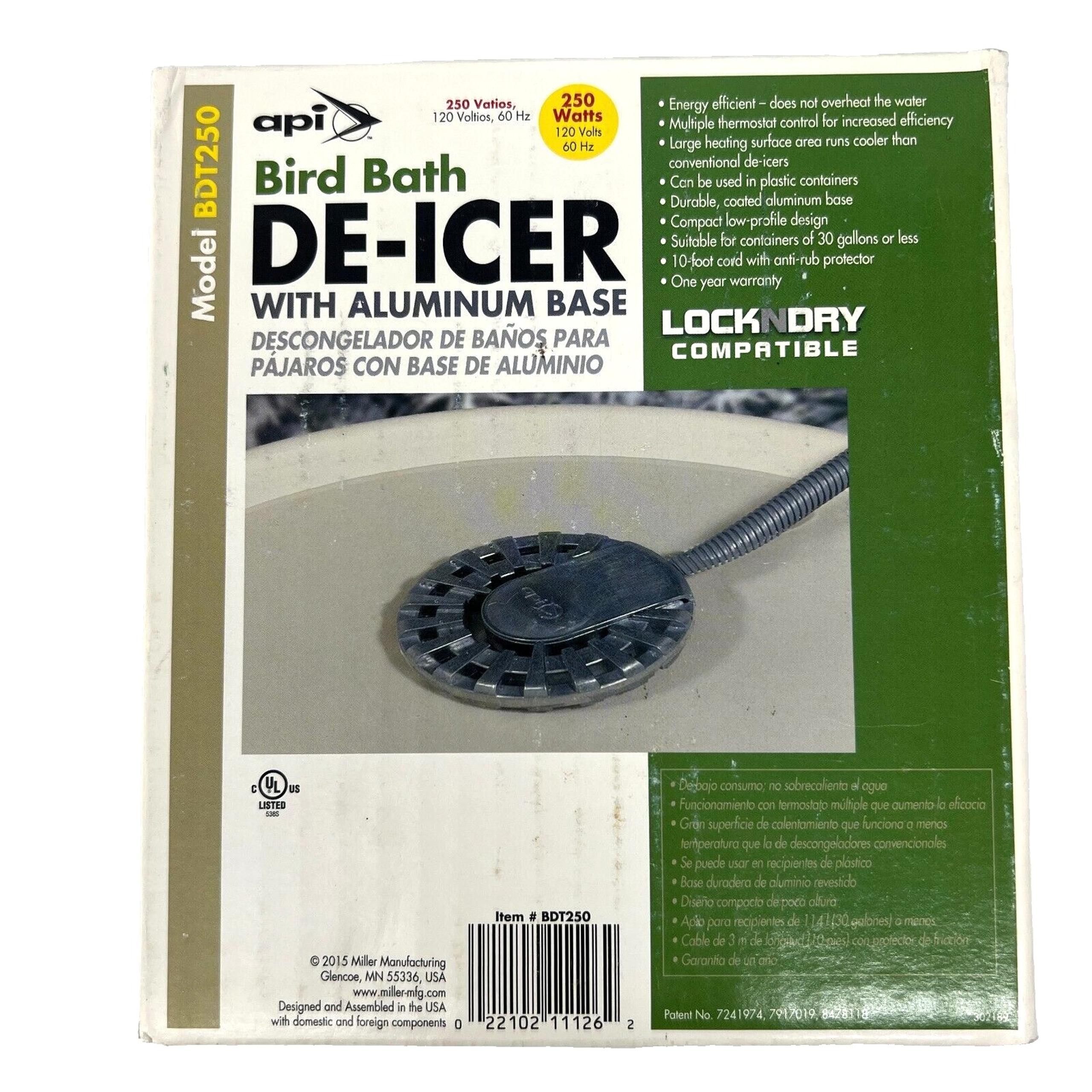 Bird Bath DE-ICER with Aluminum Base By API Model BDT250 250 Watts Metallic