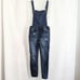 Kancan Under Siege Dark Wash Distressed Skinny Overalls