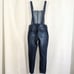 Kancan Under Siege Dark Wash Distressed Skinny Overalls