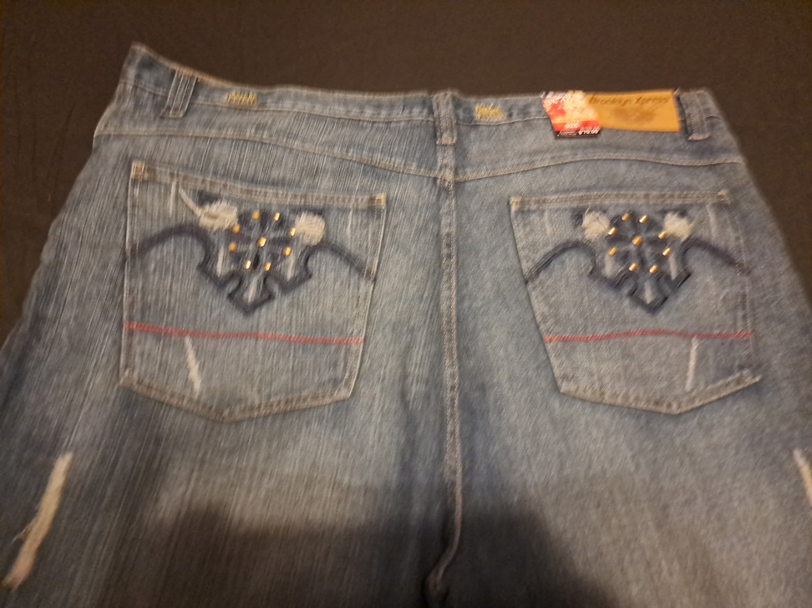 VTG Brooklyn Xpress Jeans Baggy Hip Hop Blue Denim Mens Size 50x34