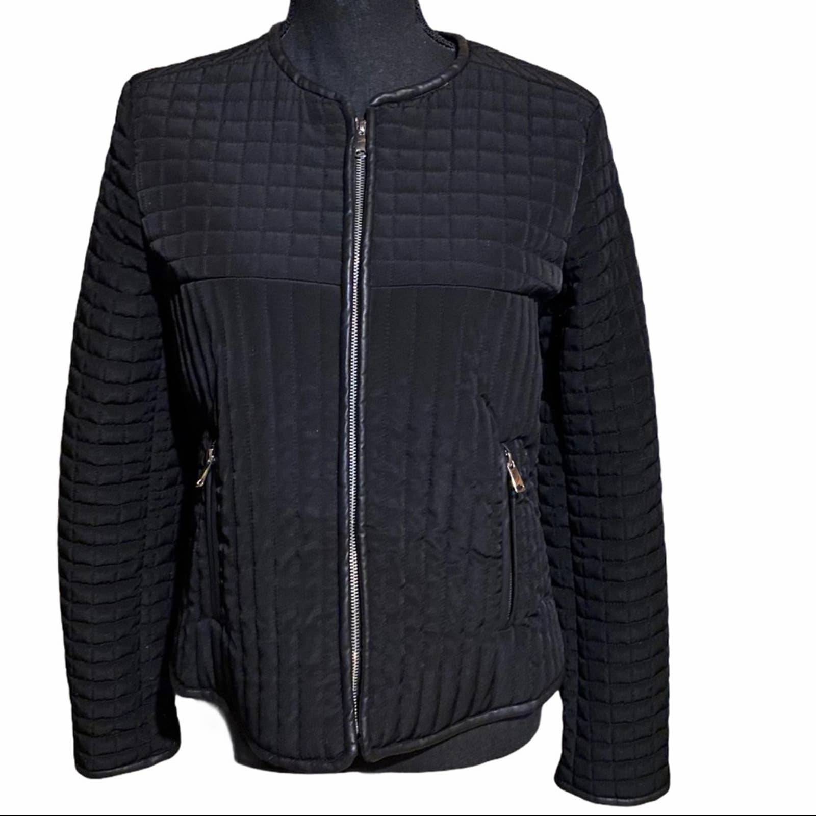 Zara Trafaluc Quilted Short Blazer Jacket Black M
