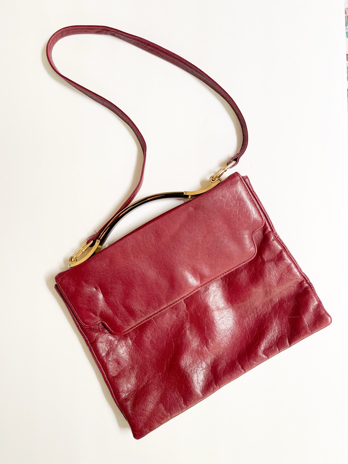 Ruth Saltz Red Leather Handbag