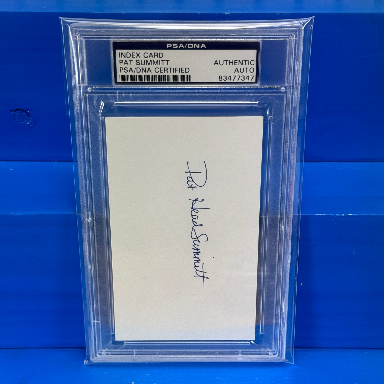 PAT SUMMITT Signed Index Card PSA DNA Certified Tennessee Lady Vols HOF Coach