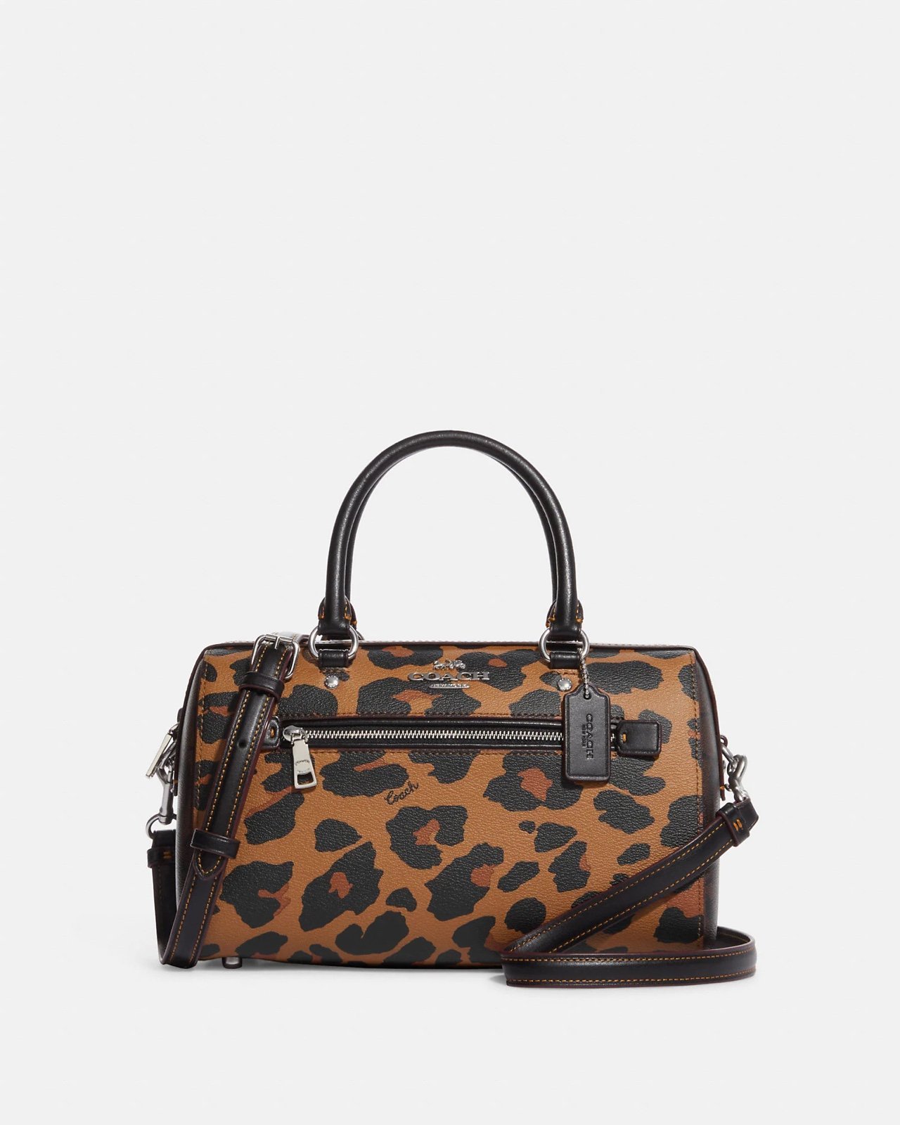Rowan Satchel In Signature Canvas With Leopard Print