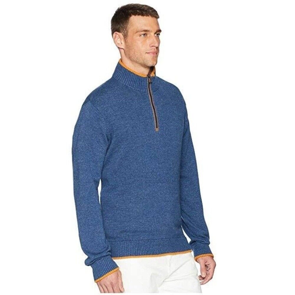 Robert Graham Lg Knit Quarter Zip Sweater In Cavalry Heather