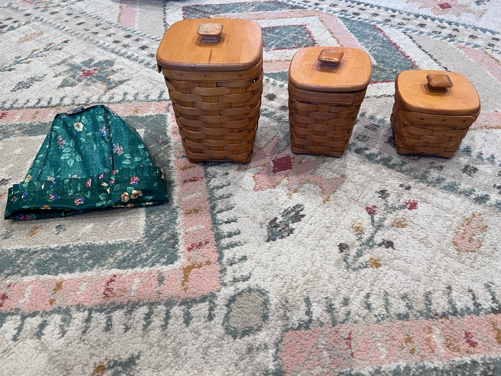 Longaberger Square Canister with Lids Set of three