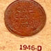 1946-D Lincoln Wheat Cent Penny Liberty Rim Error US Coin