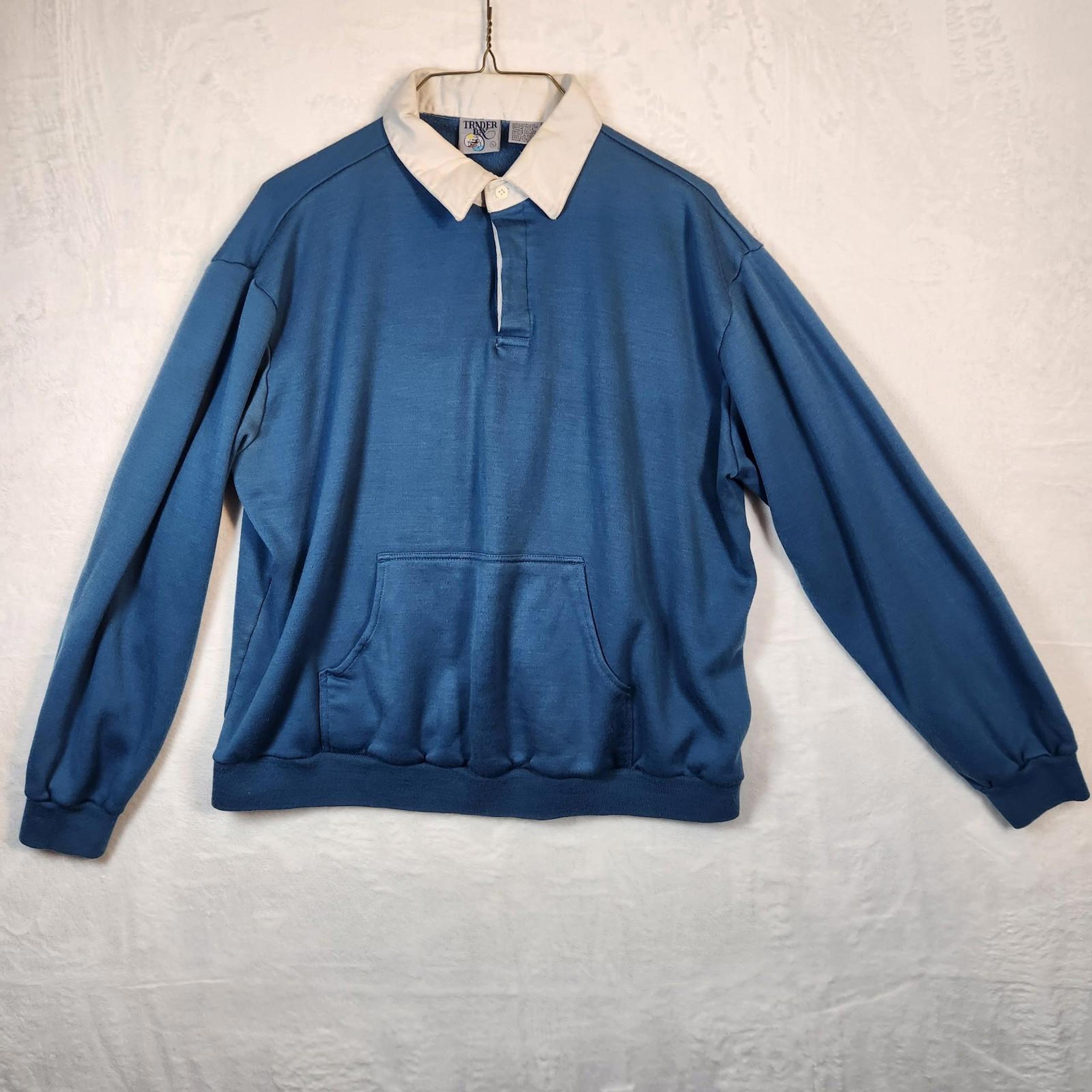 Vintage Trader Bay Collared Sweatshirt Blue Size XL