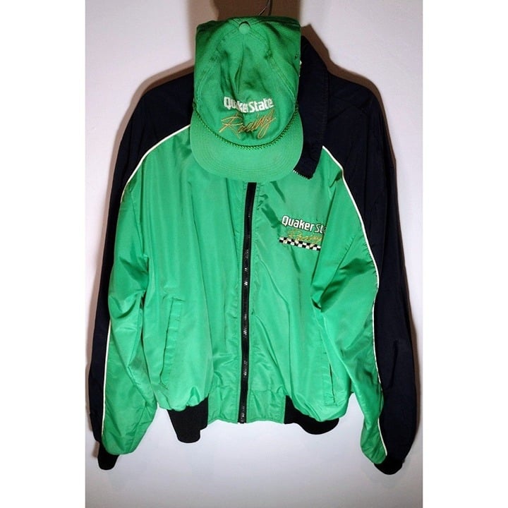 VINTAGE NASCAR RACING Quaker state Jacket and hat combo