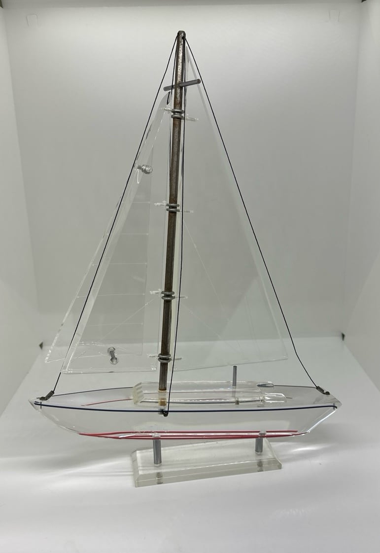 Acrylic Sailboat Signed & Numbered Sculpture on a Clear Stand