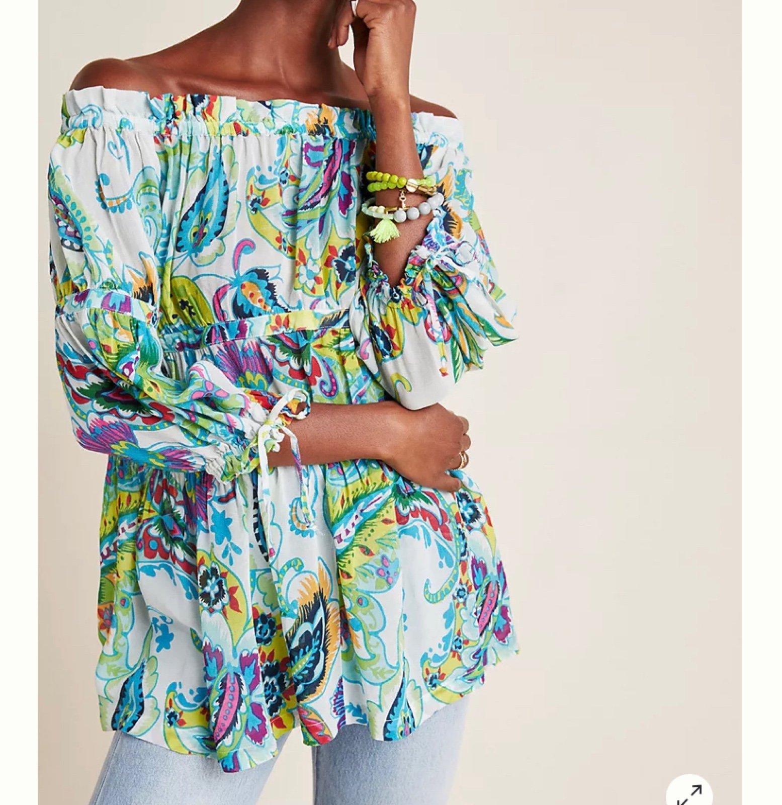 NWT Sheer Maeve by Anthropologie Frankie Off-The-Shoulder Blouse Size Small