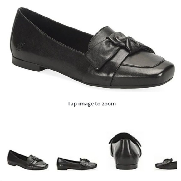 Born Women's Carrine Black Loafers with Bow Detail Loafer Slip On Shoes Sz 9.5M