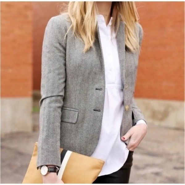 J. Crew Blazer 100% Wool Gray Women's Size 2