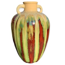 Vintage Gold Glitter Green Extra Large Drip Glaze Pottery Bud Vase