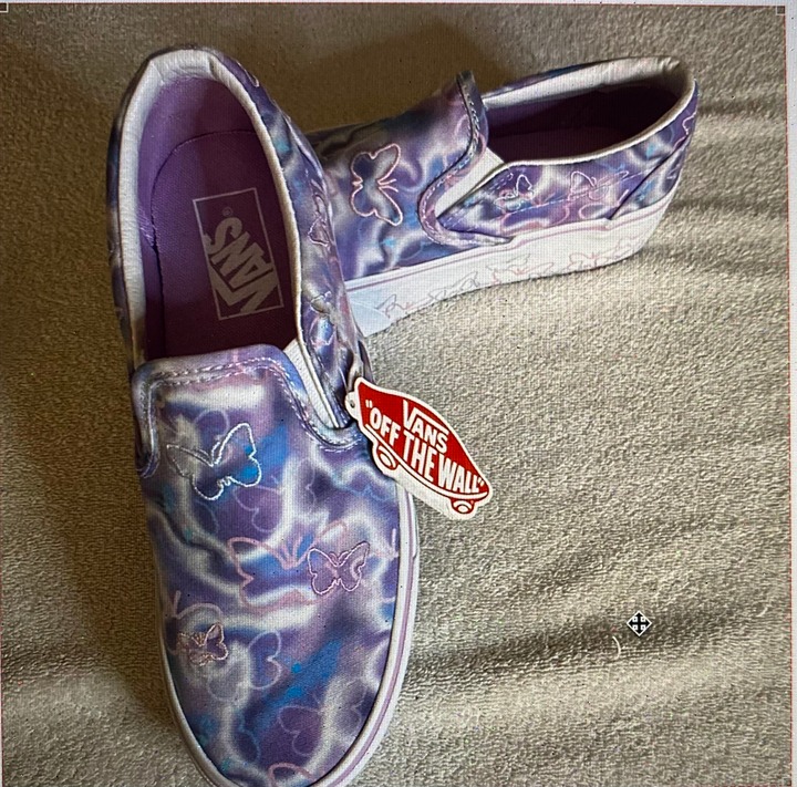 VANS Classic Slip On Platform Shoes BUTTERFLY DREAMS Purple Pink White Wmns 7.5