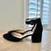 Pelle Moda Low Block Heel Black Suede Heels