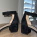 Pelle Moda Low Block Heel Black Suede Heels