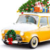 Christmas Car Wreath Decorative LED Lighted Car Wreath Red Bow Berries Wreath Ar