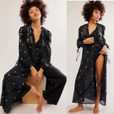 Free People Chasin' Spring Maxi Dress Black NEW Witchy Western Bohemian Small