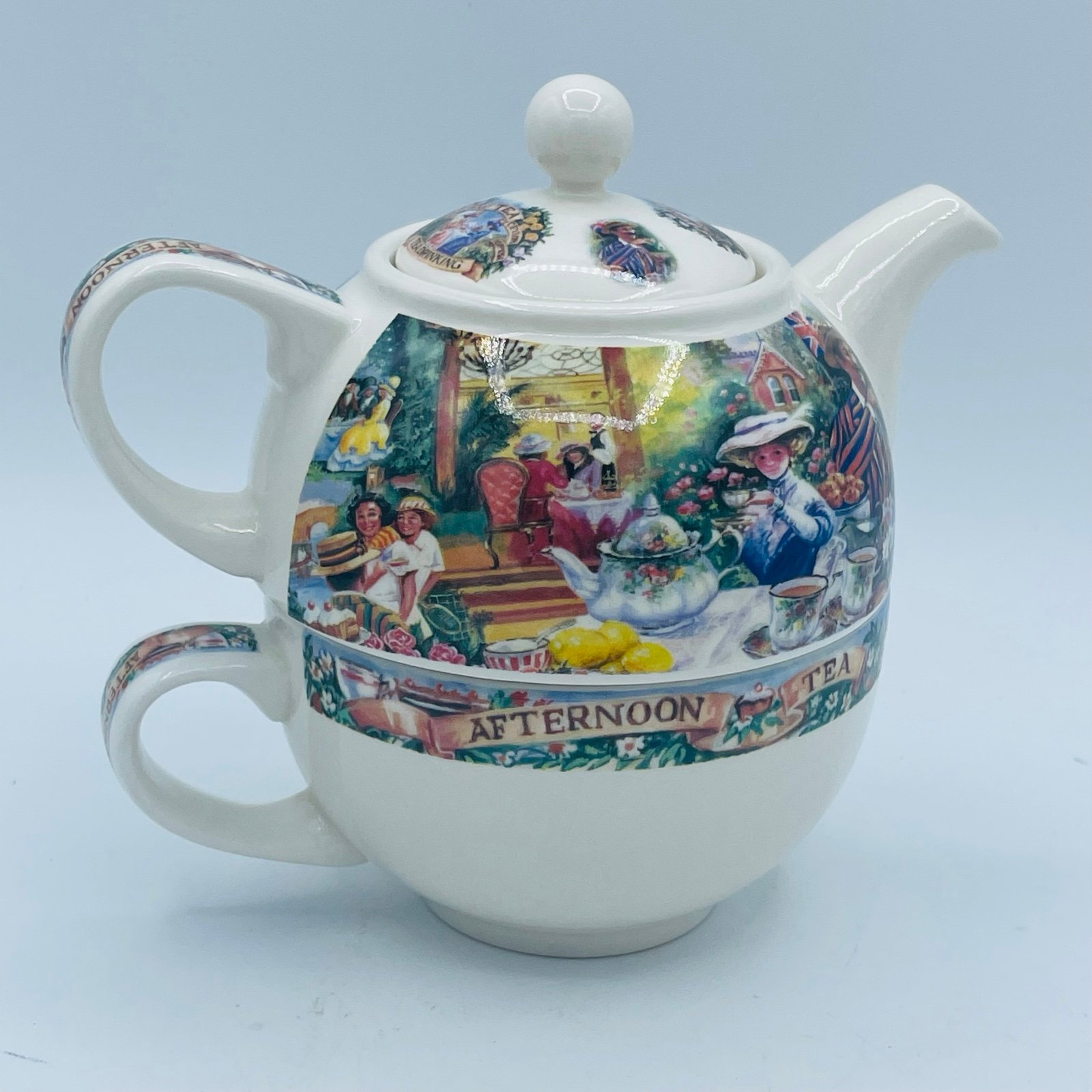 James Sadler Afternoon Tea for One Stacking Teapot & Cup World of Tea England