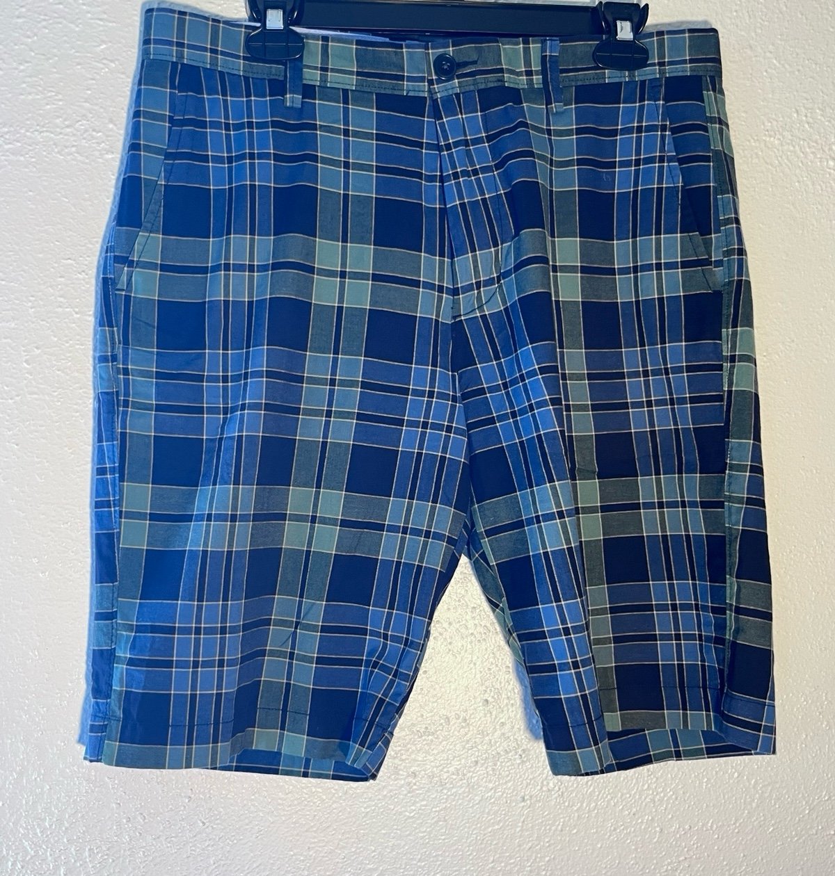 J. Crew Blue & Green Check Print Pure Cotton Preppy Shorts Size 33