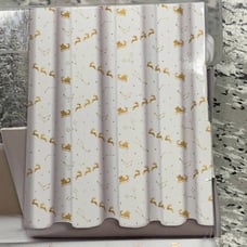 Houseful Christmas Santa Reindeer Sled White Gold Metallic Foil Shower Curtain