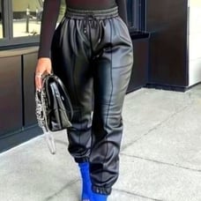 Ladies pu leather jogger pant sz XXL