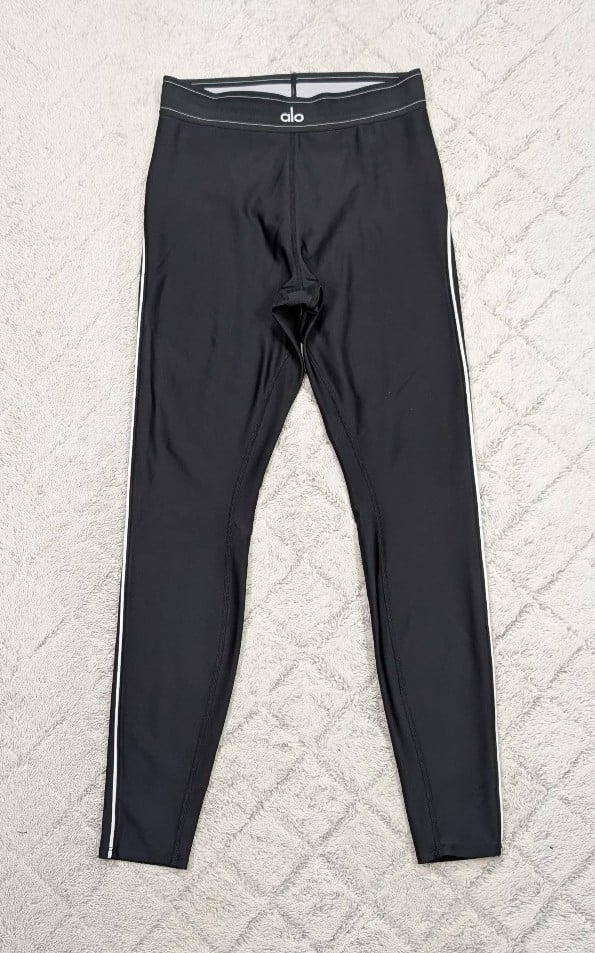 Alo Yoga Leggings Womens S Black White Airlift High Waist Suit Up Compression