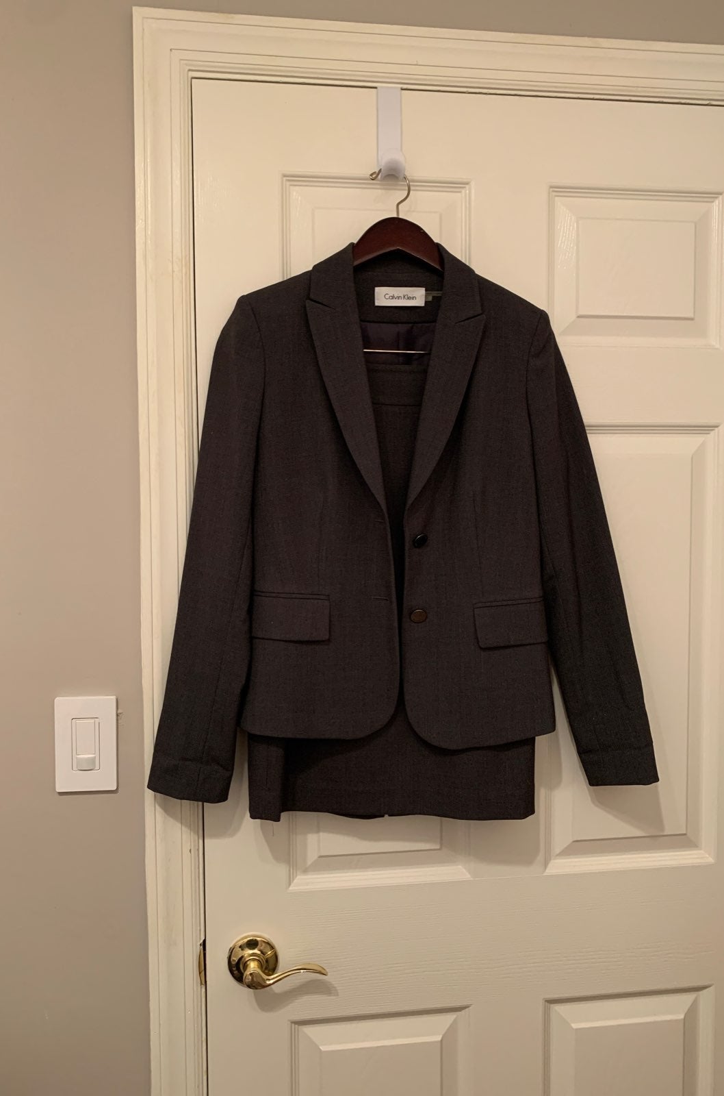 Calvin Klein grey skirt suit