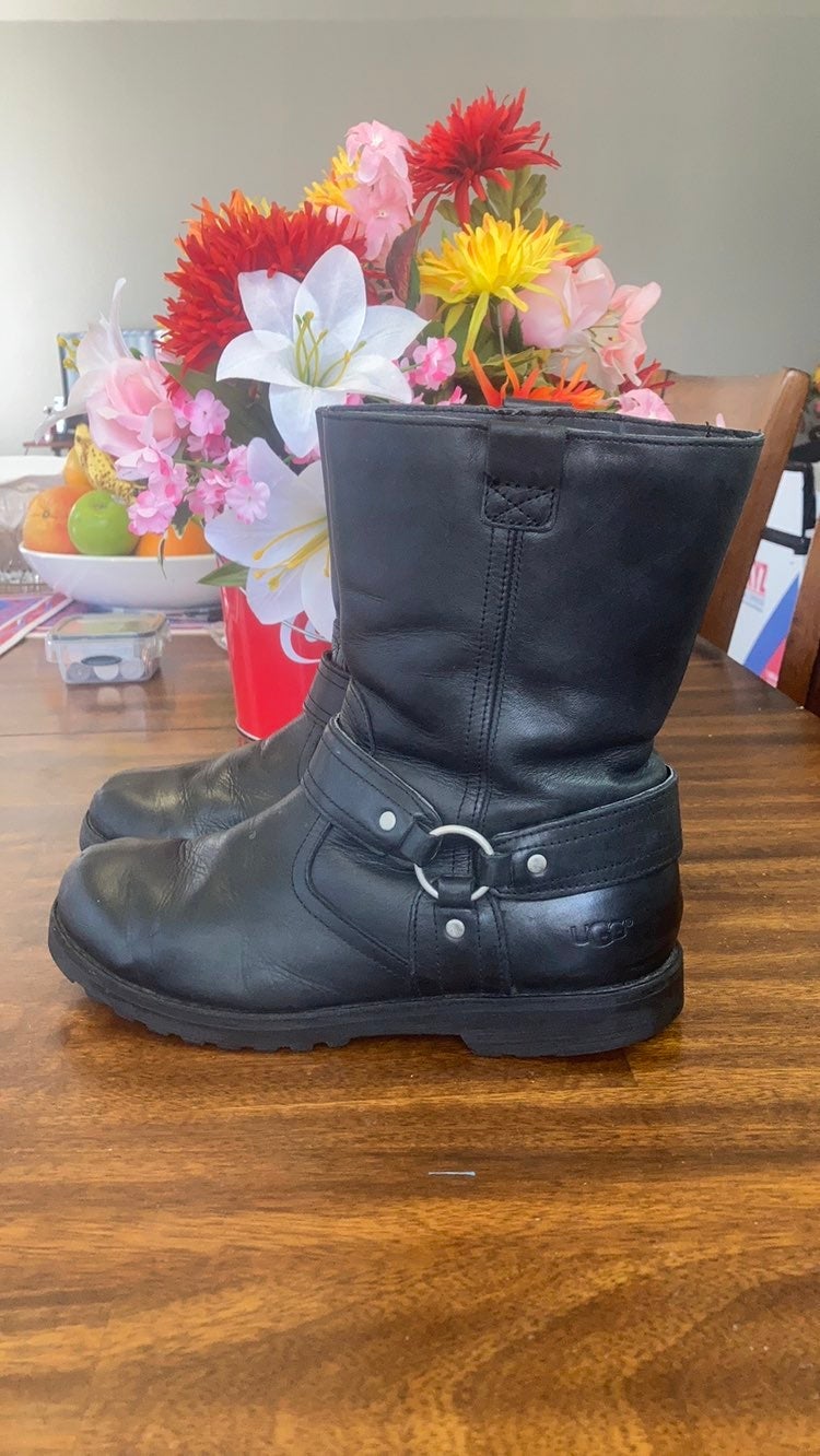 Ugg Australia chandler black leather motor cycle boots. boots.