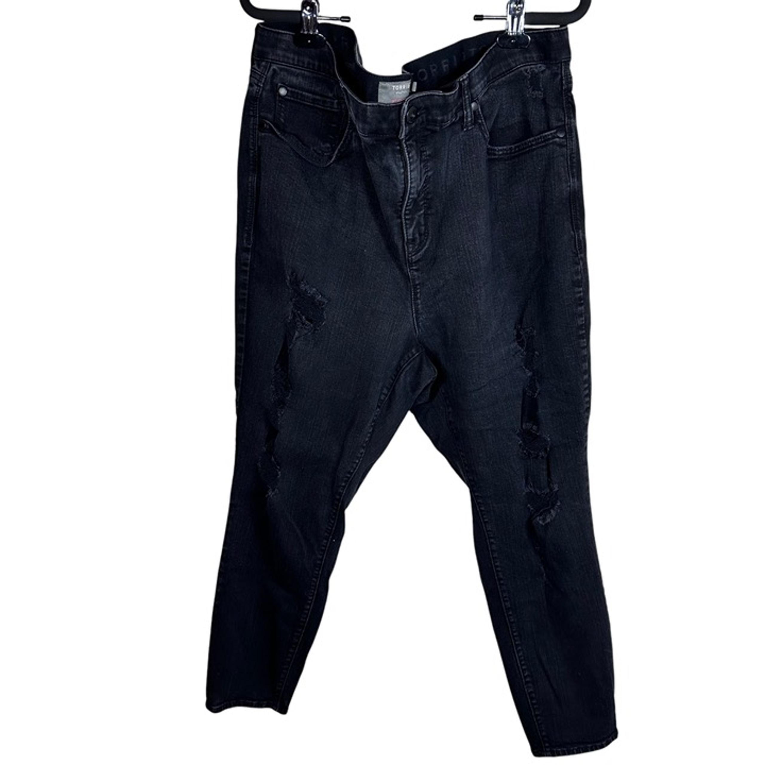 Torrid Sky High Skinny Ripped Black Wash Jeans Size Women's 20 S